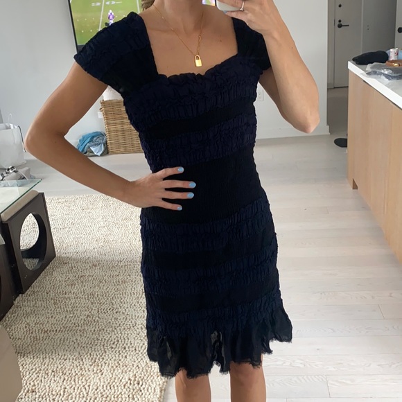 Yoana Baraschi Stretch Knit Midi Dress Black Navy size Medium 9D182 - Picture 8 of 10